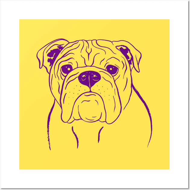 English Bulldog (Yellow and Purple) Wall Art by illucalliart